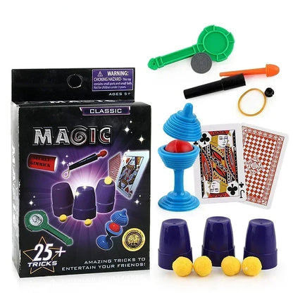 Nouvel ensemble d'accessoires magiques amusants pour enfants, jouets de tours de magie pour enfants, kit pour débutants, accessoires de performance magique, jouet puzzle