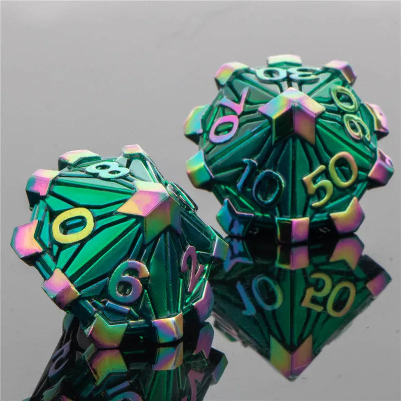 KERWELLSI DND Metal Dice Set D&D, Dungeon and Dragon Role Playing Dice, Crack Handmade RPG D and D Dice D20 D12 D10 D8 D6 D4