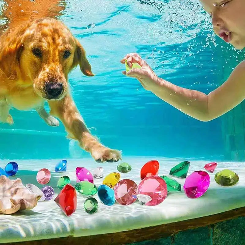 Lot de 10 pierres précieuses de plongée pour piscine, jouets, coffres de piscine, pirates, diamants de plongée, bijoux pour enfants, cadeaux de fête