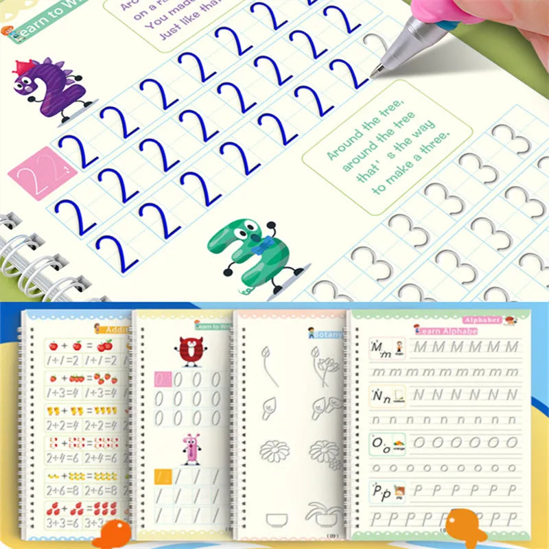 Cahier de dessin magique réutilisable pour enfants, jouets de dessin pour enfants, entraînement au contrôle du stylo Montessori, autocollant d'écriture, jouet éducatif d'apprentissage pour enfants