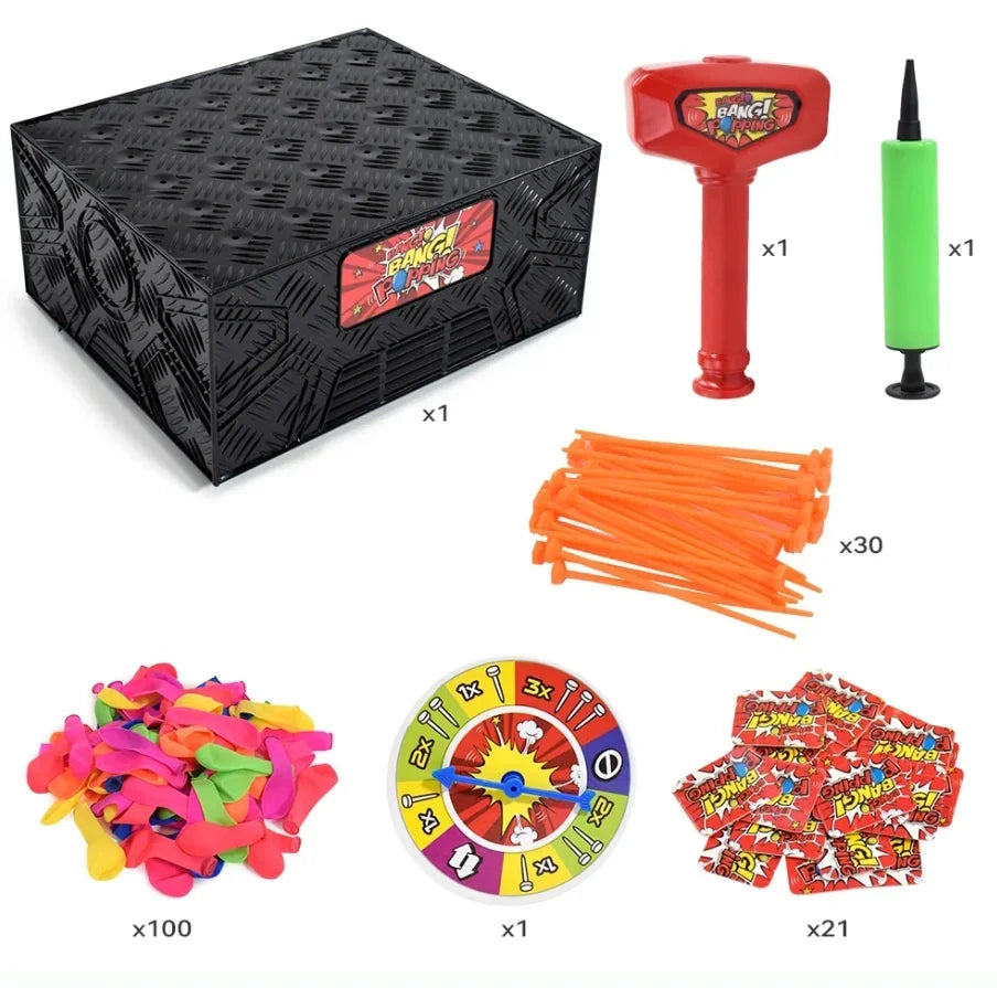 Juego de mesa Whack a Balloon, caja explosiva reutilizable, juego de globos para la familia, divertidos y complicados juegos de escritorio con globos explosivos