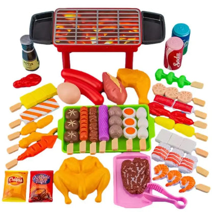 Kids Pretend Play Kitchen Toys Simulation Food Barbecue Cooking Toys Children Educational Play House Interactive Toys For Girl