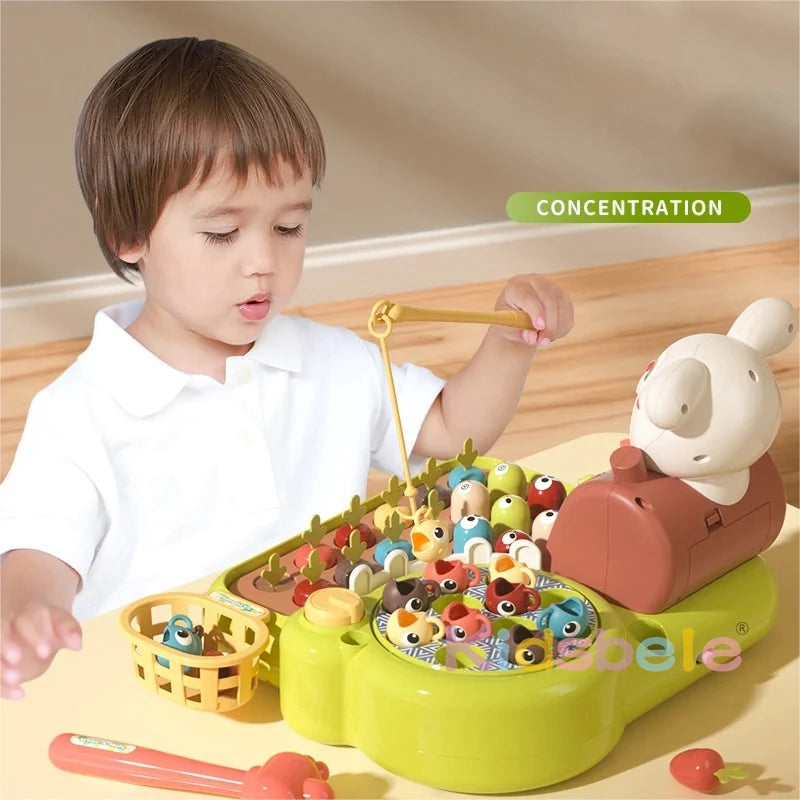 Electric Fishing Game Toddlers Montessori Toys Pulling Carrot Fine Motor Skill Learning Educational Toys For Baby 1 2 3 Years