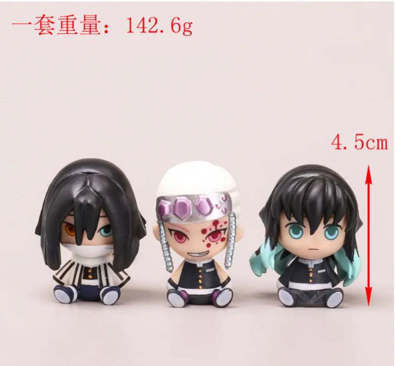 6pcs/set Demon Slayer Tomioka Giyuu Kanroji Mitsuri Iguro Obanai Tokitou Muichirou Action Figures Cute version toys