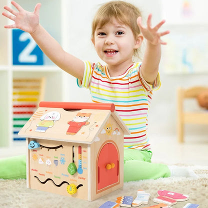 Children's early education creative house parent-child interactive multi-functional treasure box busy house puzzle table game