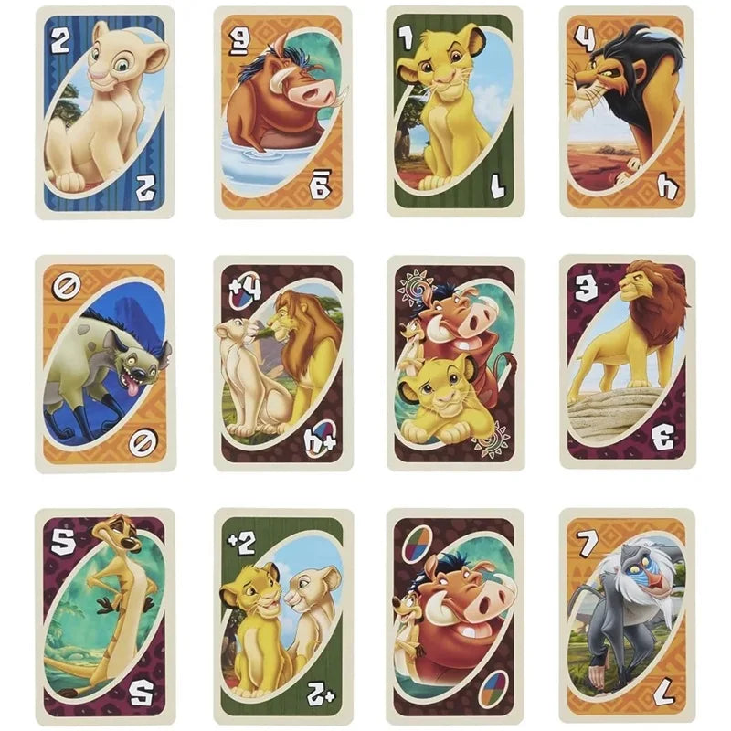 Nouveaux jeux Mattel UNO Disney Lion King et Disney Wish Card Family Funny Entertainment Jeu de société Poker Jouets pour enfants Cartes à jouer