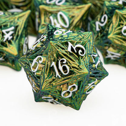 ORIFANTUO Green Tree Root Dnd Metal Dice Set D+D Polyédrique Dés Pour D&amp;D Dungeon et Dragon Pathfinder Jeux de Rôle Dés