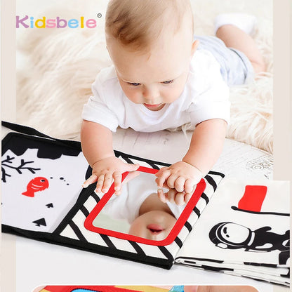 Cloth Book With Soft Mirror For Visual Stimulation Soft Baby Books Early Learning Book Cloth Calendar Cloth Book