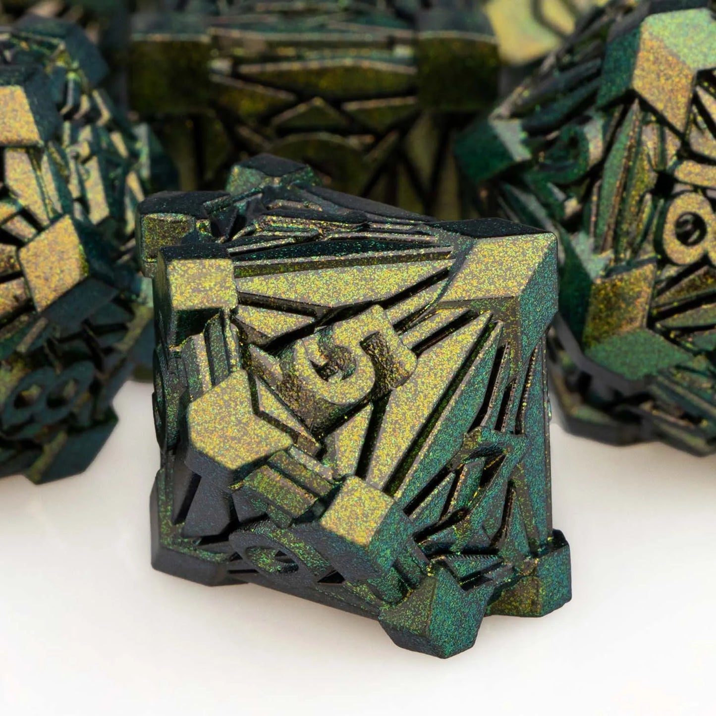 DND Metal Dice D6 D and D Dice Green Dungeon and Dragon Dice Polyhedral Handmade Dice Set D20 D&D Table Role Playing Game Dice