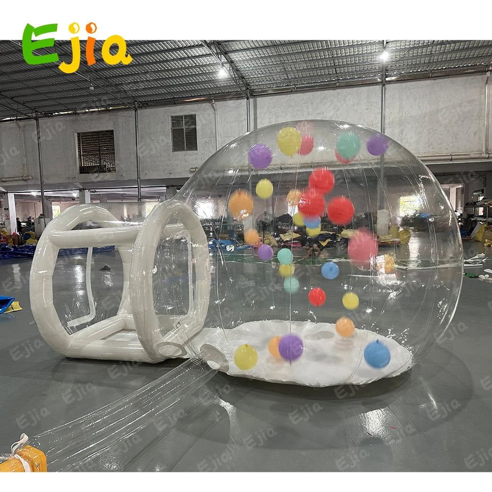 Casa de burbujas inflable con globos para niños pequeños de 8 pies con carpa de burbujas soplada, casa de cúpula transparente para fiestas en interiores y exteriores para niños