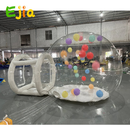 Casa de burbujas inflable con globos para niños pequeños de 8 pies con carpa de burbujas soplada, casa de cúpula transparente para fiestas en interiores y exteriores para niños