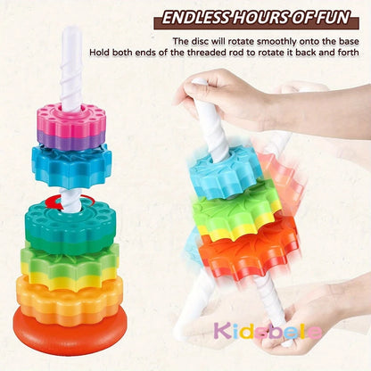 Early Intervention Toy Spinning Rainbow Circle Stacking Toy for Babies and Toddlers Educational Toddler Learning Toys