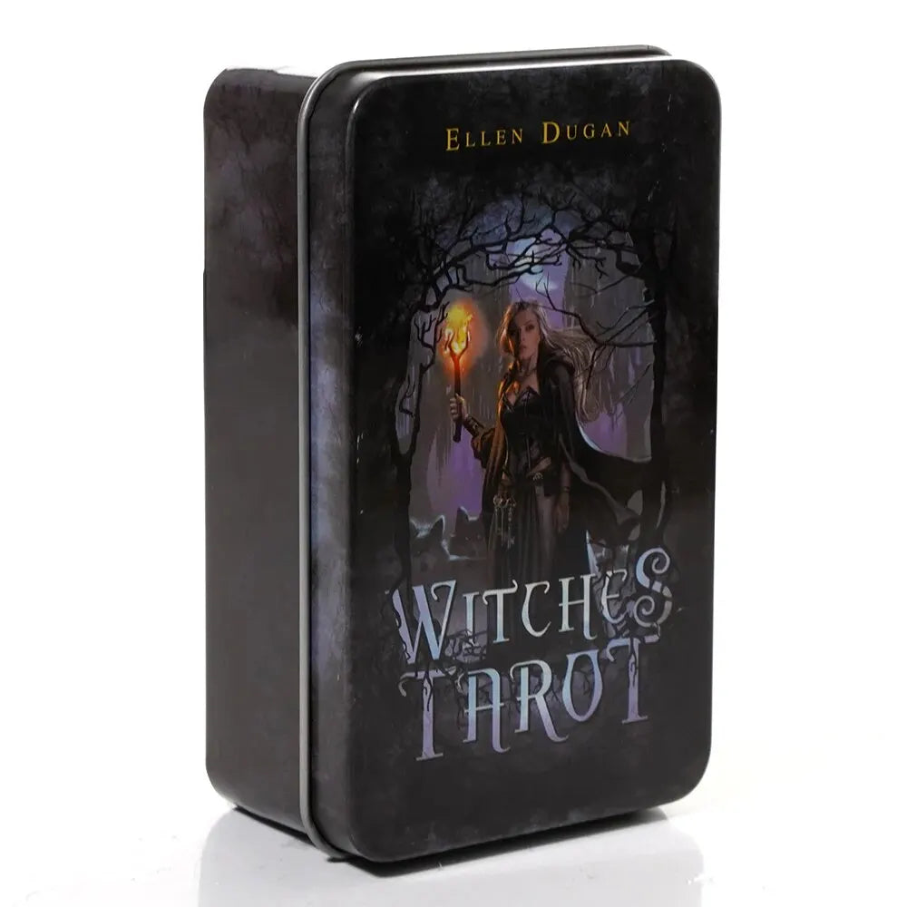 Baraja de Tarot de las Brujas Tarot para Principiantes en una Caja de Metal de Lata 78 Cartas de Alta Calidad con Borde Dorado Libro de Papel Rider Tarot