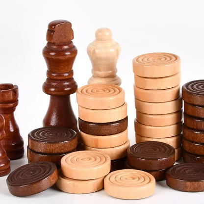 Jeu d'échecs en bois 3 en 1, backgammon, dames, jeu de société, jeux d'échecs de voyage, boîte pliable portable, divertissement, cadeau de Noël