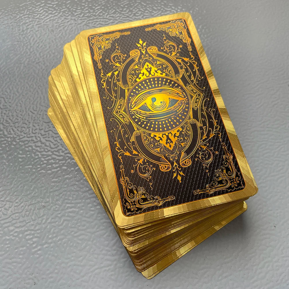 Baraja de tarot rusa con lámina de oro para principiantes, guía, oráculo, profecía, cartas, adivinación, adivinación, tarot clásico, 12 x 7 cm