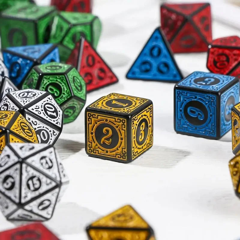 Juego de dados de 7 dados multicaras para juegos de rol, dados poliédricos D4 D6 D8 D10 D12 D20 para juegos de rol, accesorios DND