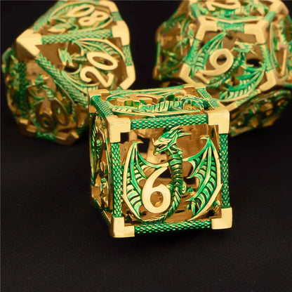 OUKELANWO DND Metal Hollow Dice Set D&amp;D, dés de jeu de rôle polyédriques, dés de donjon et de dragon D et D D20 D12 D10 D8 D6 D4