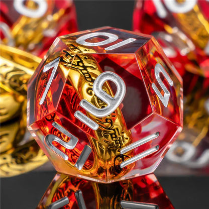 OUKELANWO DND Magic Rings Dice Set D&amp;D, Dés de donjon et de dragon à bords tranchants en résine pour jeu de rôle RPG D20 D12 D10 D8 D6 D4