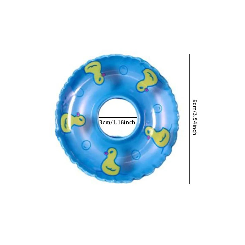 Jeux d'eau Anneau de natation gonflable Jouets Mini anneaux de bain pour enfants Donuts Petit canard jaune Piscine Décorer