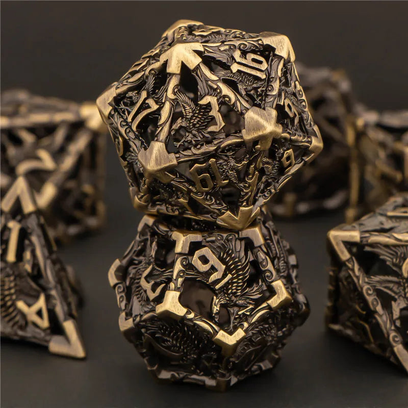 Ensemble de dés creux en métal KERWELLSI DND, ensemble de dés Dungeon et Dragon D&amp;D, dés de jeu de rôle, dés D et D RPG D20 D12 D10 D8 D6 D4