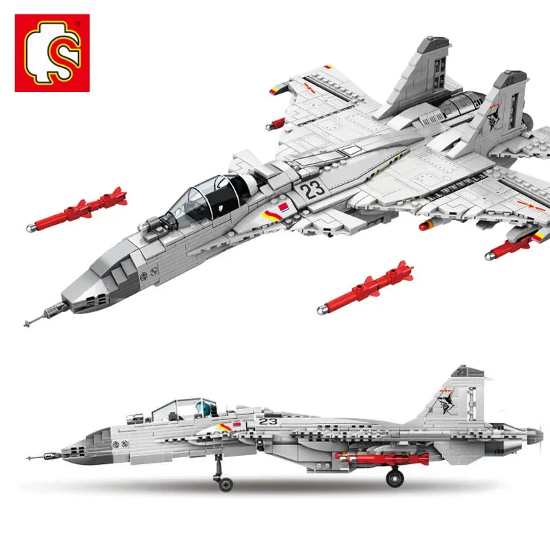 1186 pièces militaire chinois J-15 porte-avions de chasse modèle de requin volant blocs de construction avion briques pour enfants garçon jouet cadeau