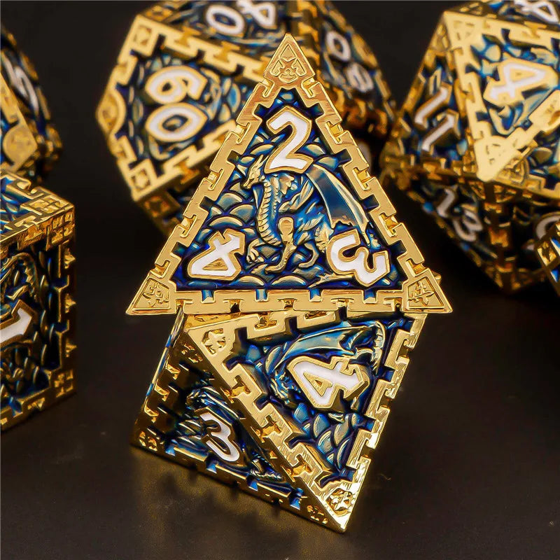 KERWELLSI Metal  Dice Set, 7pcs DND D&D Dice Set, Polyhedral Dungeon and Dragon Role Playing Game Dice, Handmade D and D Dice