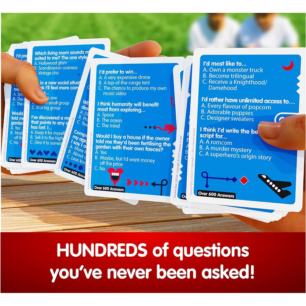 SUSSED The Game of Wacky Choices Social Card Games Great Travel Conversation Starter