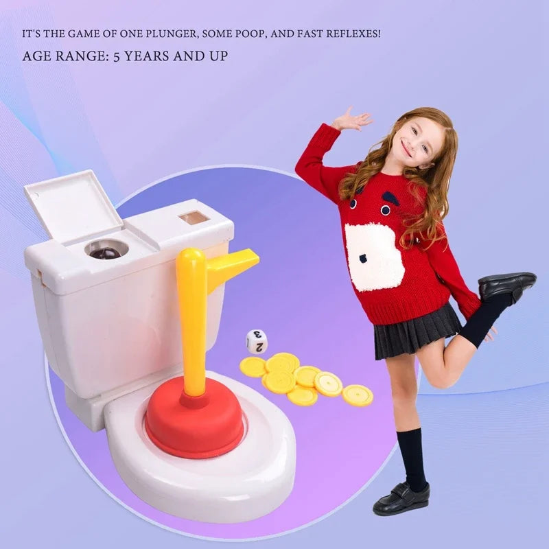 Funny Pooping Toilet Spoof Relieve Stress Toy Poop Shoots Tricky Party Table Games Children Flushing Toilet Plunger Toys Pranks