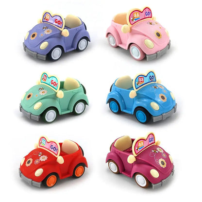 Cartoon Mini Q Pull Back Power Convertible Purple Car 6 Style Miniature Furniture Dollhouse Toy Model Set Kids Birthday Gifts