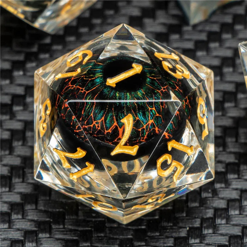 KERWELLSI DND Beholder Eye Dice Set Dungeon and Dragon, dés D&amp;D à bord tranchant en résine Polyédrique Magic Gathering Jeu de rôle