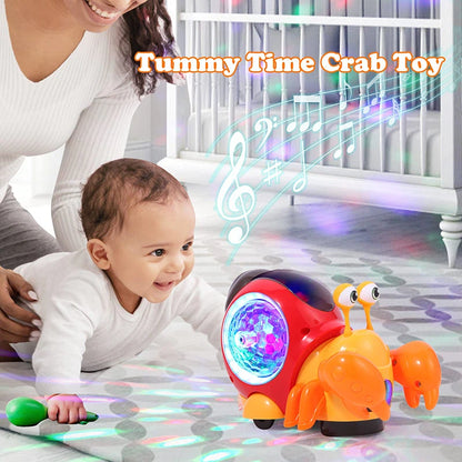 Crawling Crab toy Infant Tummy Time Early Learning Educational Toys Babies Sensory Induction with Light Up Music Toys for Kids