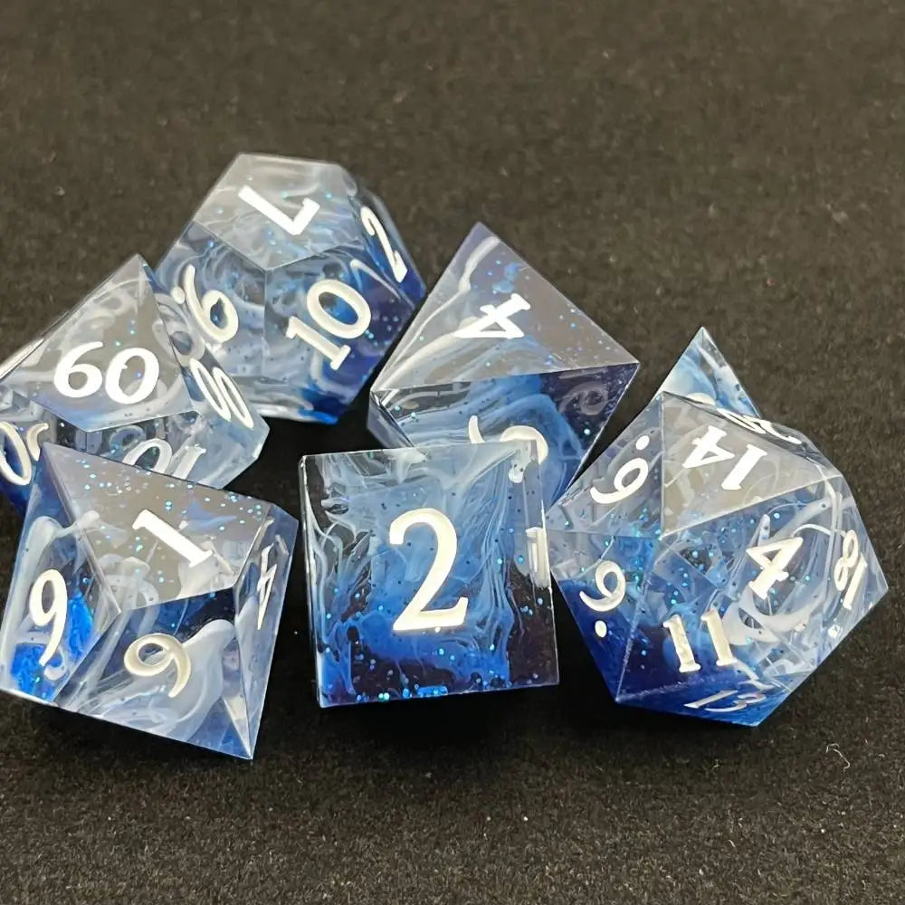 DND Dice Set, Resin Sharp Edge Dice for Dungeon and Dragons Games TRPG Dice D20 D6 Polyhedral Digital Dice RPG D&D Dice 7pcs