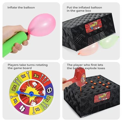 Juego de mesa Whack a Balloon, caja explosiva reutilizable, juego de globos para la familia, divertidos y complicados juegos de escritorio con globos explosivos