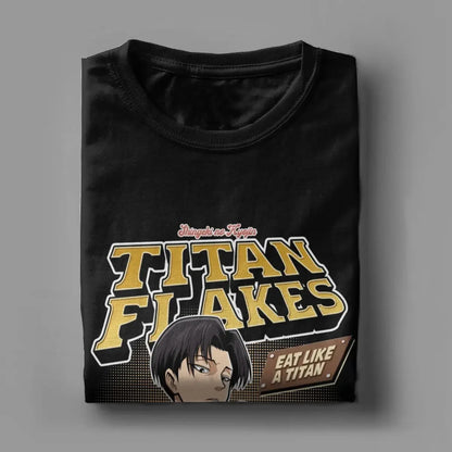 Camiseta Titan Flakes L-Levi Ackermans para hombre, camisetas casuales de algodón, camisetas de anime con cuello redondo, ropa de manga corta de verano