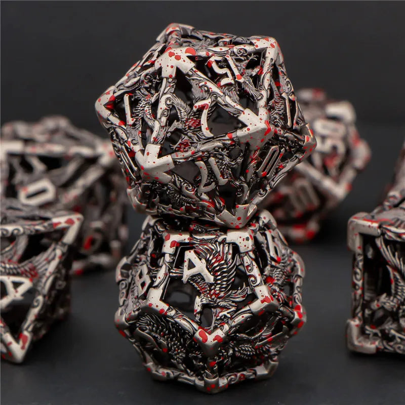 Juego de dados huecos de metal DND KERWELLSI, juego de dados de mazmorras y dragones D&amp;D, dados para juegos de rol, dados D y D RPG D20 D12 D10 D8 D6 D4