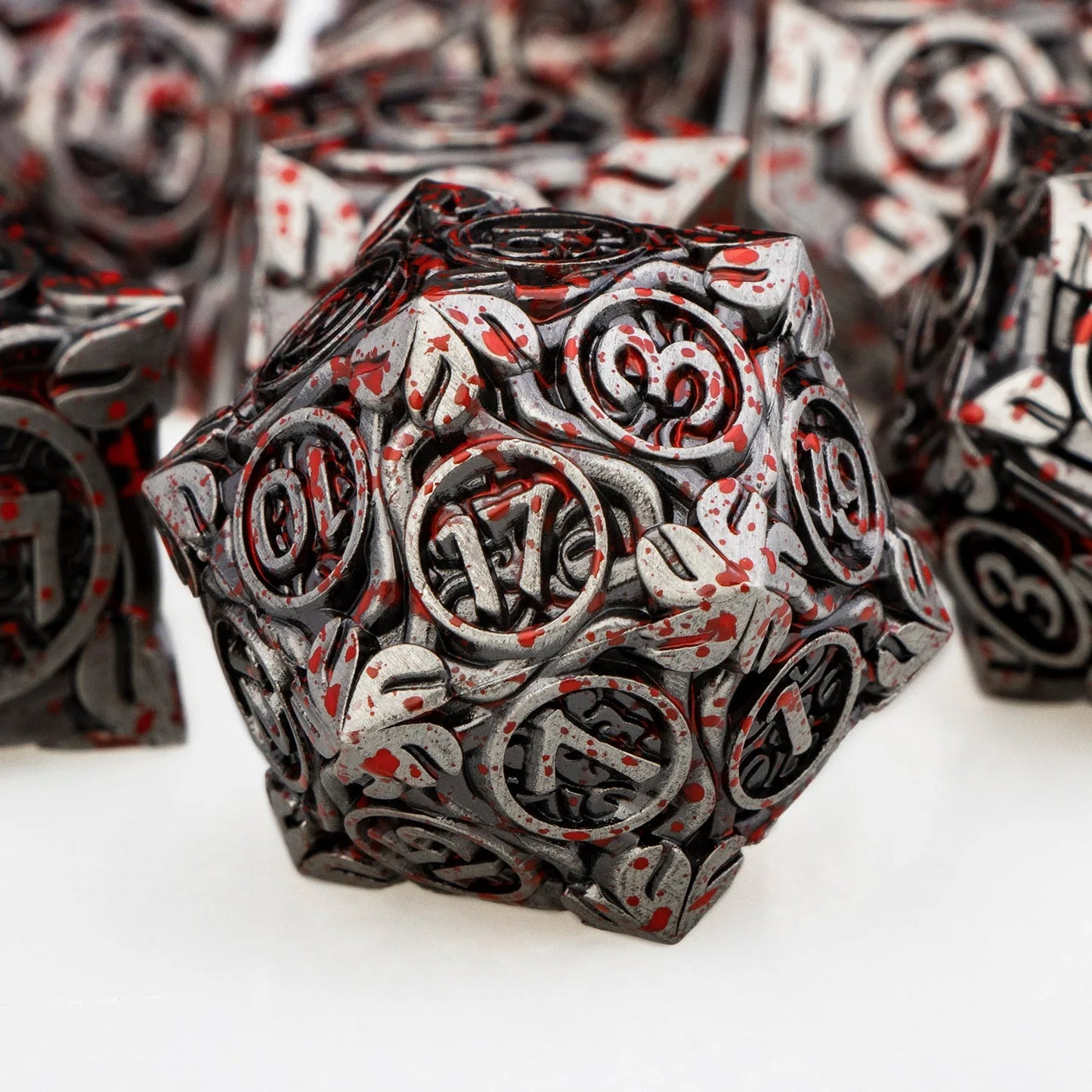 Dados poliédricos de metal DND Blood Dropping RPG para juegos de rol de mesa Dungeon and Dragon Juego de dados D y D D20 D12 D10 D8 D6 D4