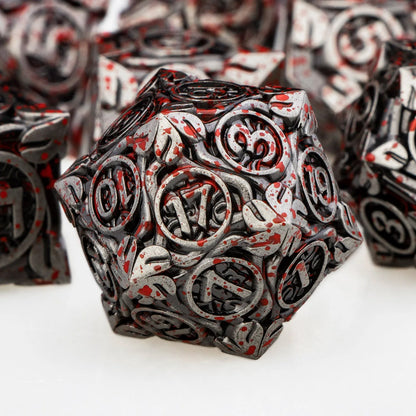 Dados poliédricos de metal DND Blood Dropping RPG para juegos de rol de mesa Dungeon and Dragon Juego de dados D y D D20 D12 D10 D8 D6 D4