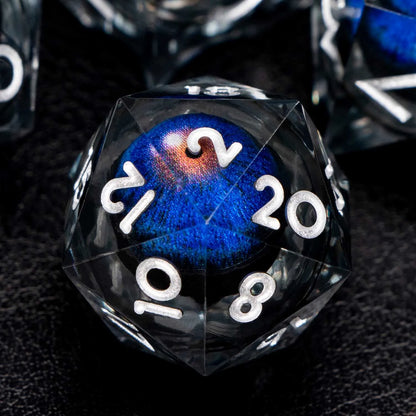 Ensemble de dés en résine D&amp;D Liquid Flow Core Eye Large | Dés de jeu de rôle Dnd Dungeon and Dragon Pathfinder | Dés bleus D&amp;D D20