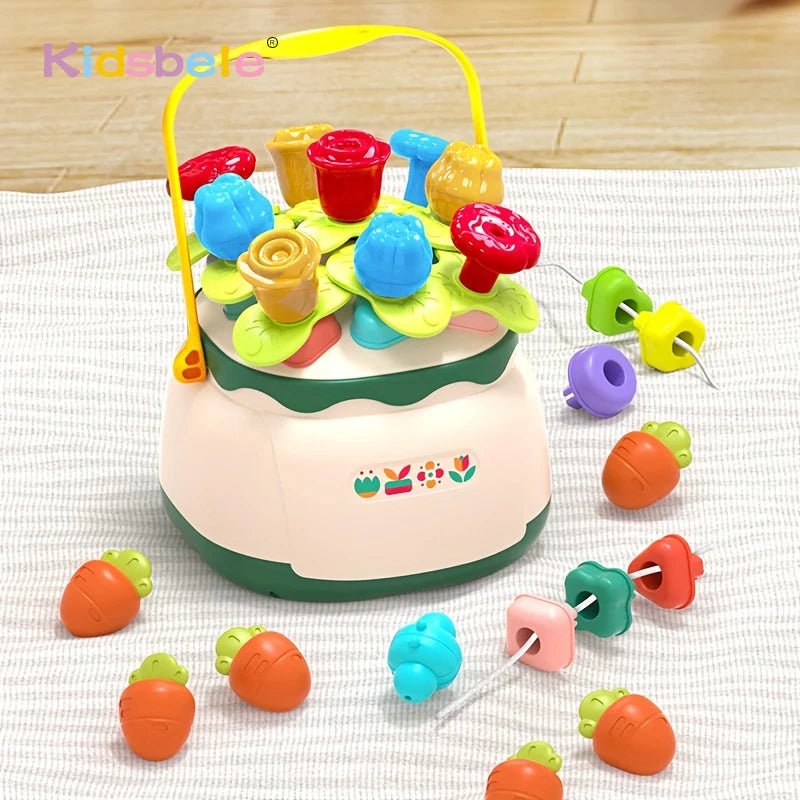 Flower Basket Floral Mushroom Nails Set Shape Sorting Matching Toy for Toddler Brain Game Filiment Paternity Toys