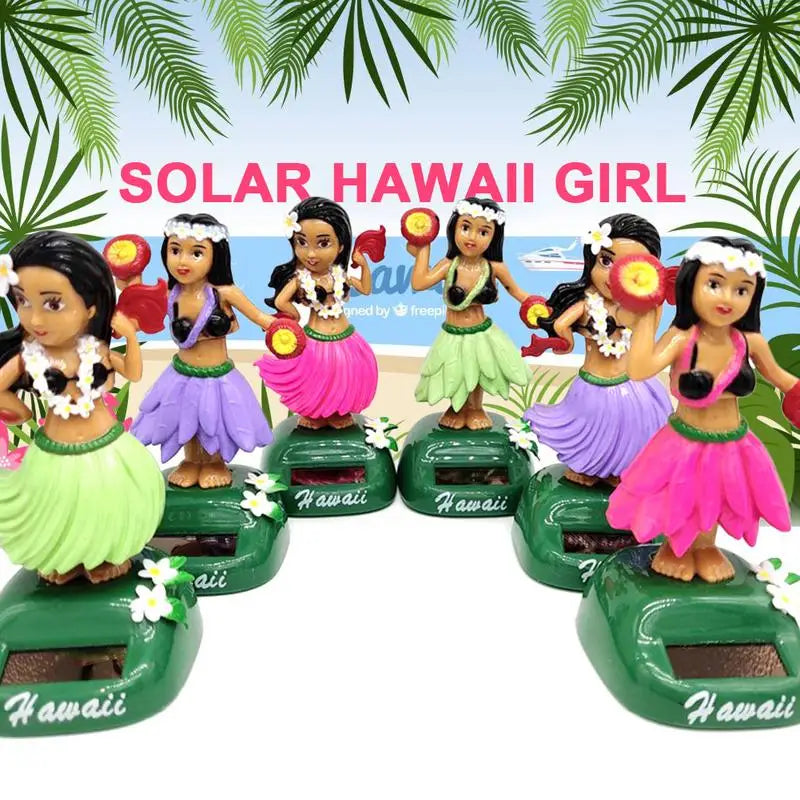 Tableau de bord solaire Hawaii Dancing Girl Décorations de tableau de bord de voiture Figurine dansante Jouet Hawaiian Hula Shaking Head Dancer Ornements