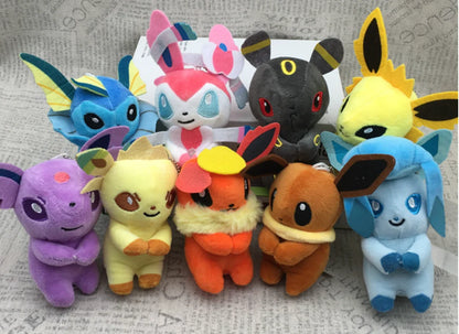 20 llaveros de peluche de 10 a 15 cm con colgante de Psyduck, Eevees, Bulbasaurs, Squirtles, Charmanders, juguetes de regalo