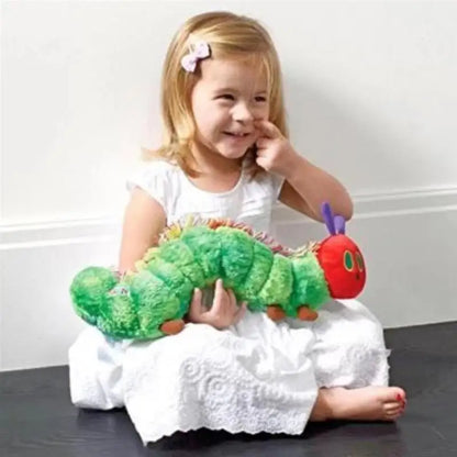 Oruga de peluche de 22 cm, de algodón verde, regalo creativo muy hambriento para niños, decoración del hogar