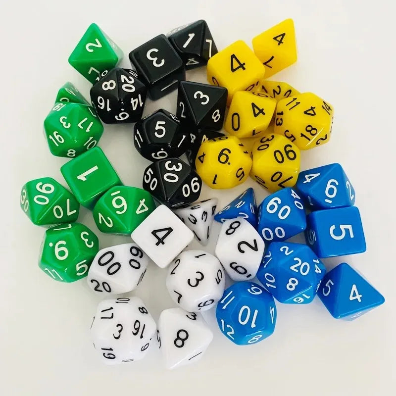 Ensemble de dés RPG polyédriques de 7 pièces aux couleurs opaques D4 D6 D8 D10 D% D12 D20 pour jeux de rôle sur table DND d6 ensemble de dés lot de dés