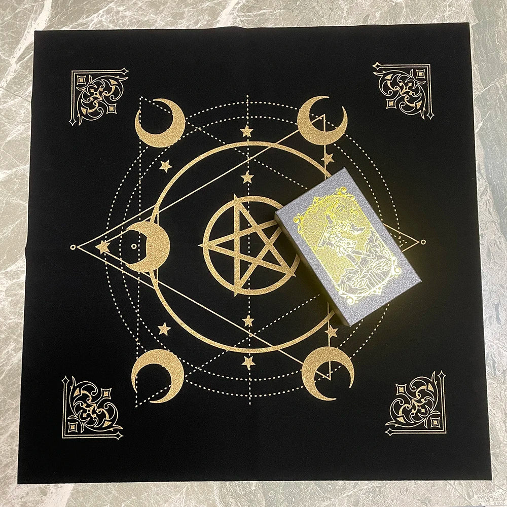 Mantel de Tarot dorado de vellón avanzado Juego de mesa Caibu Wituals Accesorios rituales Tela Yugioh Playmat