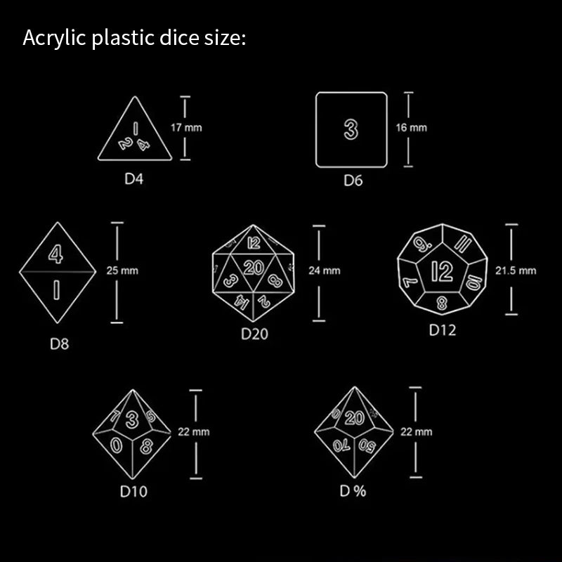 7 dados poliédricos para juegos de rol Dungeons and Dragons DND RPG MTG D20 D12 D10 D8 D6 D4, juego de mesa, dados poliédricos para juegos