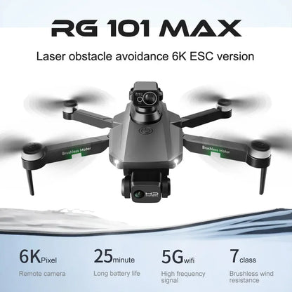 Drone RG101 MAX GPS professionnel 6K HD double caméra moteur sans balai FPV évitement d'obstacle retour intelligent quadricoptère RC pour adulte