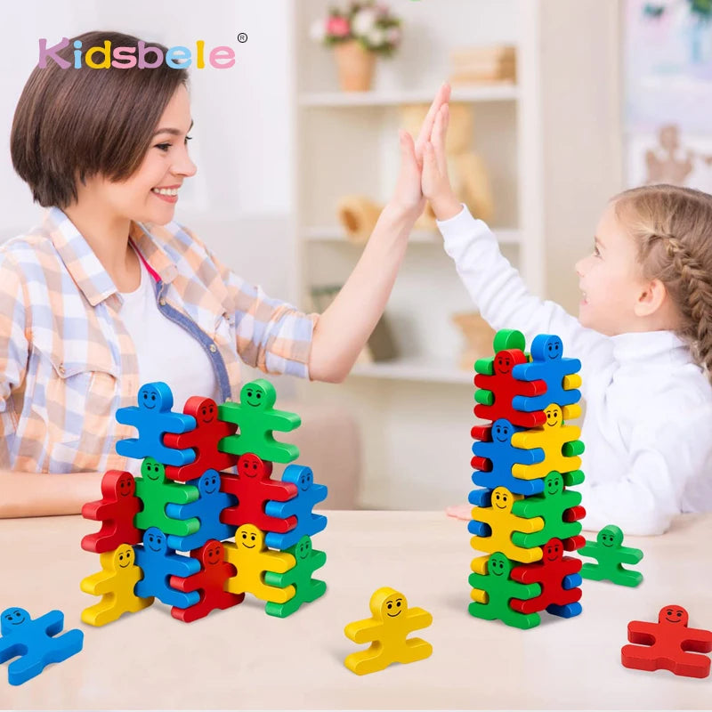 Bloques de construcción de equilibrio de madera, juegos apilables, juguetes para niños pequeños, juguetes educativos de aprendizaje de habilidades motoras finas, juguetes ensamblados