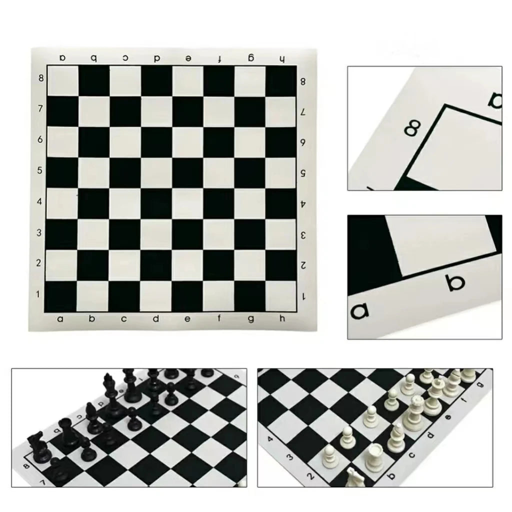 Chessboard PU Leather, Chess Pieces Set Board 43*43cm/16.9*16.9inch Checker Folding Checkers Or Shogi Chess Game Board