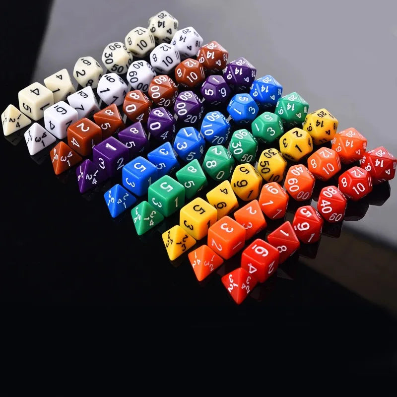 Ensemble de dés RPG polyédriques de 7 pièces aux couleurs opaques D4 D6 D8 D10 D% D12 D20 pour jeux de rôle sur table DND d6 ensemble de dés lot de dés