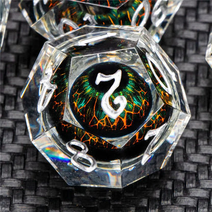 KERWELLSI DND Beholder Eye Dice Set Dungeon and Dragon, dés D&amp;D à bord tranchant en résine Polyédrique Magic Gathering Jeu de rôle